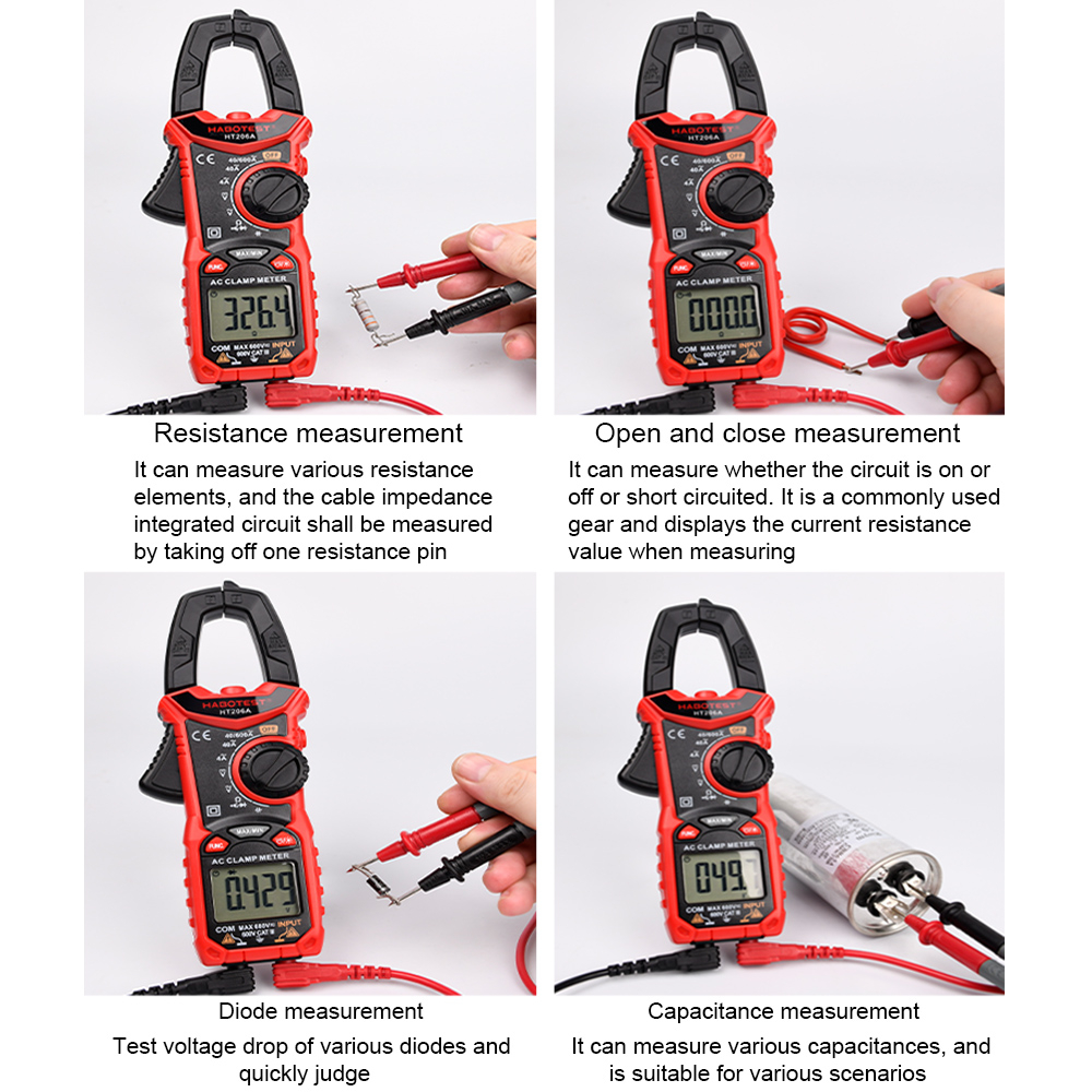 【มาถึงภายใน 3 วัน】HABOTEST HT206A ดิจิตอลแคลมป์มิเตอร์แคลมป์มิเตอร์ คีบแอมป์ วัดแอมป์ NCV Digital Clamp meterวัดคาปาซิเต ราคา ถูกที่สุด ดีลบีเคเค แกลเลอรีภาพที่ 8