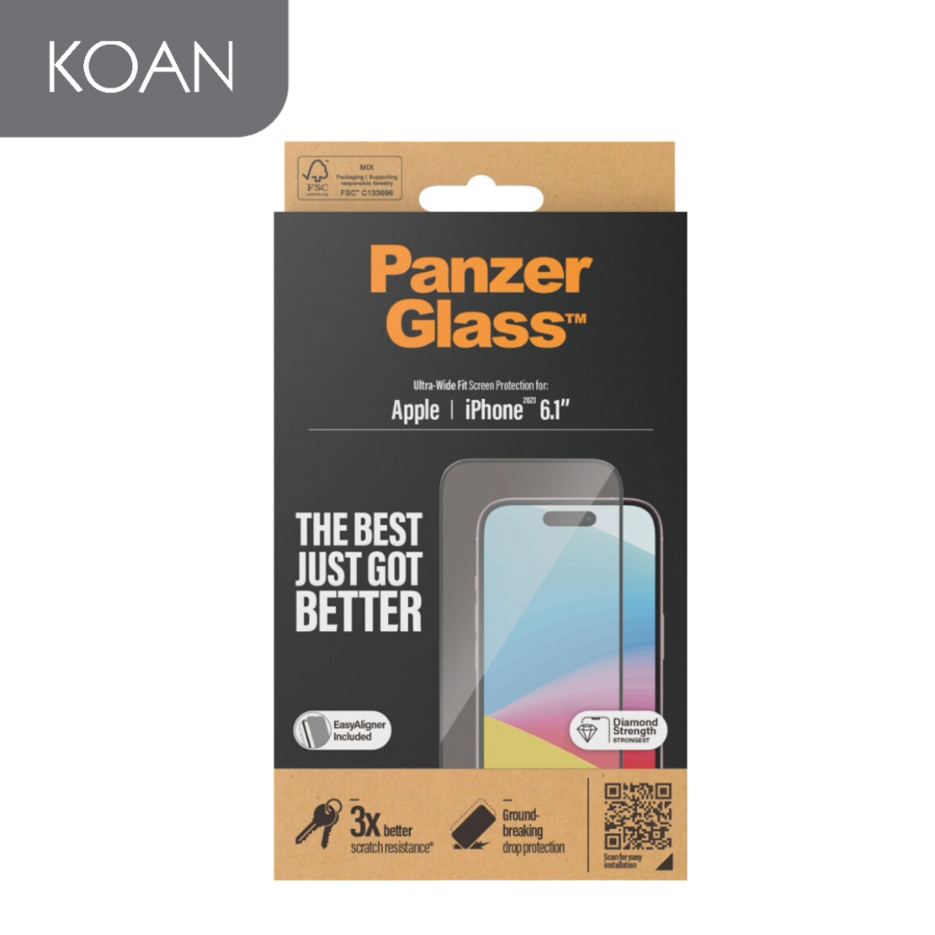 ฟิล์มกระจก PANZERGLASS Ultra Wide Fit for iP 15 /15 Plus /15 Pro 15 Pro Max [With Applicator]