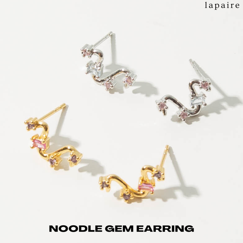Lapaire l Noodle gem earring / Udon gem earring ต่างหู