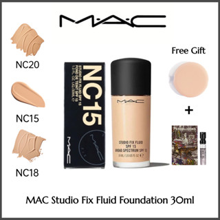 💖ของแท้100%💖 รองพื้นชนิดน้ำไร้ที่ติ คอนซีลเลอร์ mac MAC Studio Fix Fluid Foundation SPF15 PA++ N12/NC15/NC20/N18