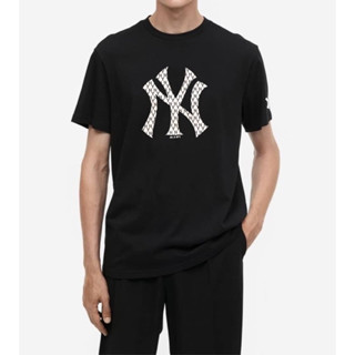 ขส2927 งานป้าย NY MLB เสื้อยืดคอกลมแขนสั้น unisex ทรงผู้ชาย งานสกรีนด้านหน้า และแขน