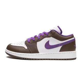 (ของแท้ พร้อมส่ง) Nike Air Jordan 1 Low Purple Mocha (GS) ของใหม่ มือ1