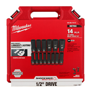 ชุดลูกบล็อกกระเเทก MILWAUKEE NO.49-66-7014 SHOCKWAVE Impact Duty™ 1/2" Drive Standard 6 Point 14PC Socket Set