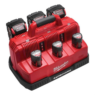 แท่นชาร์จแบตเตอรี่ 12-18 โวลต์ แบบชาร์จเร็ว 6 ช่อง MILWAUKEE NO.M12-18C3 Raoud Battery Charger Station 12-18V