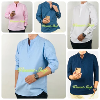 👔เสื้อเชิ้ตคอจีนไม่มีกระดุมแขนยาว 15สี👔ผ้า Oxford ทรงเข้ารูปเล็กน้อย คัตติ้งเนี๊ยบมากกกกก