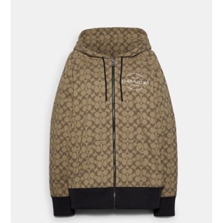 เสื้อ ฮู้ด #Coach Signature Zip Hoodie 
ลาย C Signature