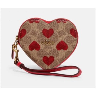 🌺งาน shop Coach Heart Wristlet In Signature Canvas With Heart Print