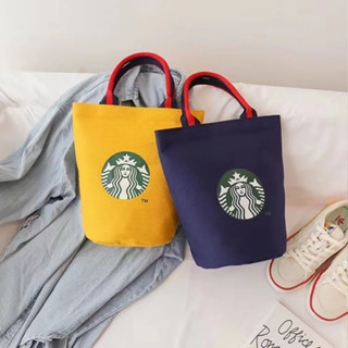 Starbucks Tote Bag Round Canvas กระเป๋าโท้ทสุภาพสตรี ขนาดกว้าง27Xยาว17Xสูง27cm