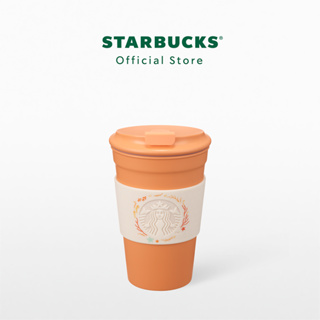 Starbucks PLA Orange &amp; White Ocean Ring Tumbler 12oz. ทัมเบลอร์สตาร์บัคส์พลาสติก ขนาด 12ออนซ์ A11145328