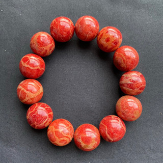 สร้อยข้อมือปะการังสีแดงธรรมชาติไม่ย้อมสี Natural undyed red coral bracelet 55.3g