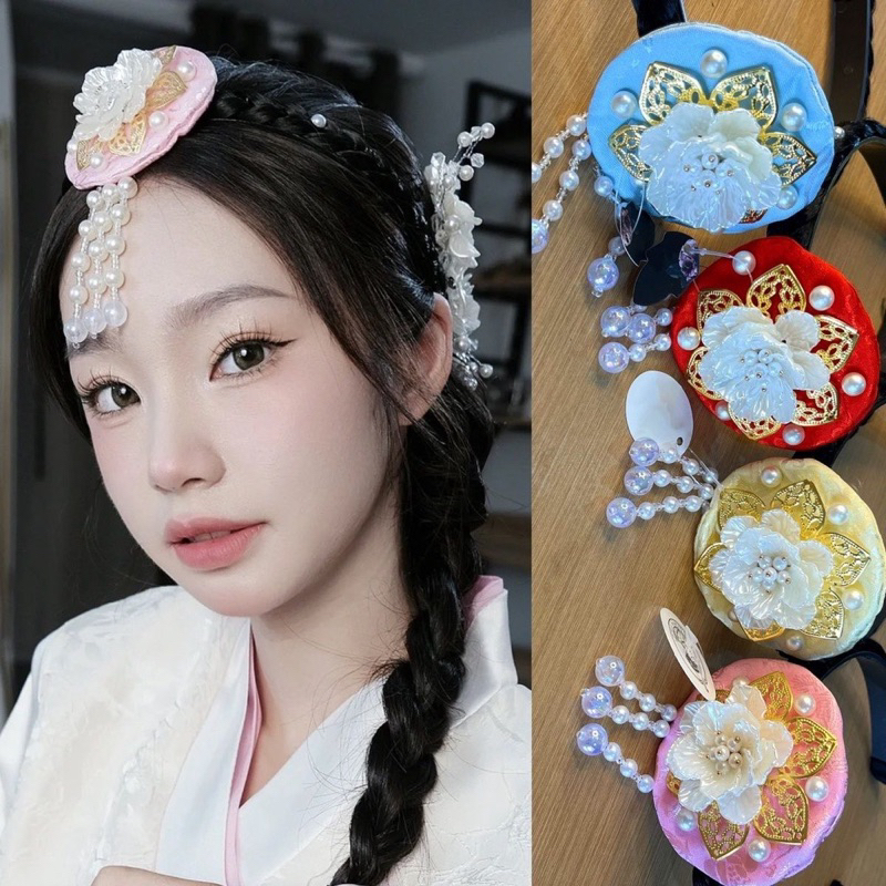ที่คาดผมฮันบกเกาหลี 🇹🇭พร้อมส่ง🇹🇭 ลายดอกไม้มุข ดอกไม้  베씨 머리띠 / 한복 머리띠