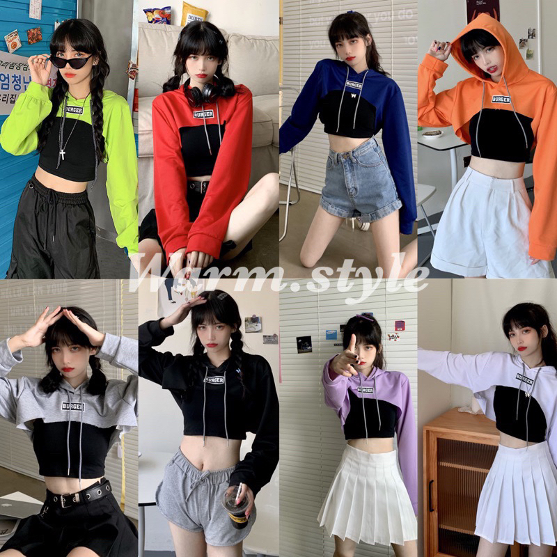 [พร้อมส่งไทย] เสื้อครอปแขนยาว มี8สี ชุดเต้น Cover แนว y2k กีฬาสี ดำ ส้ม เขียว ม่วง น้ำเงิน ขาว เทา