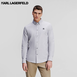 Karl Lagerfeld - KL MONOGRAM OXFORD SHIRT 235M1602 เสื้อเชิ้ต