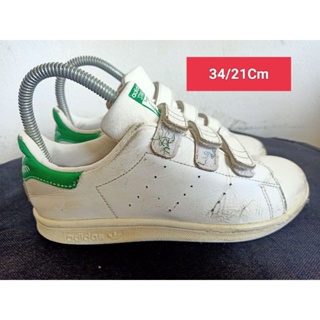 Adidas Size 34 ยาว 21 Cm  รองเท้ามือสอง  ผู้หญิง เท้าเล็ก  หนัง แฟชั่น ลำลอง ทำงาน