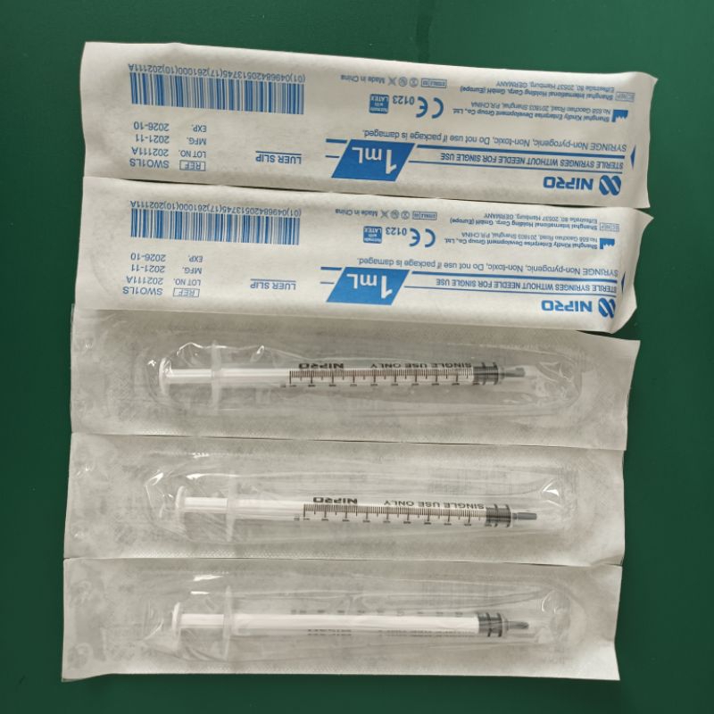 Nipro sterile syringe without needle for singgle use 1ml. 100 pcs. 20 ml.  50 pcs.