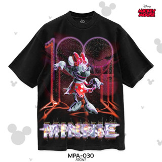 Power 7 Shop เสื้อยืดการ์ตูน ลาย "Minnie Mouse" คอลเลคชั่น "Disney 100" งานวินเทจฟอกเฟด (MPA-030)