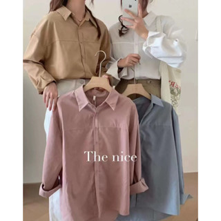 the nice shirt🛋️〰️(สินค้าพร้อมส่ง)เสื้อเชิ๊ตโอเวอร์ไซส์กระดุมยาวผ้าสวย🪄