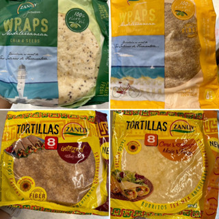 แผ่นแป้ง ตอติญ่า สำเร็จรูป ผสมธัญพืช และ เมล็ดเจีย ( ตรา ซานุย ) 240 G. Zanuy Wheat Flour Tortillas Wraps With Seeds