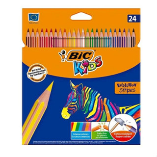 BIC Kids ดินสอสีไม้แบบลาย Evolution Stripes 24 สี