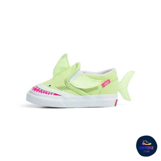 [ของแท้ ส่งฟรี จากไทย] VANS TODDLER SLIP-ON V SHARK - LIGHT GREEN/TRUE WHITE