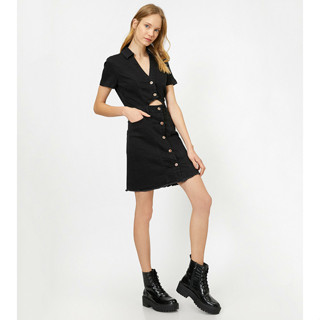 Zara Dress Womens แท้ มือ1 เดรสยีนส์แขนสั้น กระดุุมหน้า ยีนส์สีดำ สวยเท่มาก ยืดได้ ขนาดไซส์ดูภาพแรกค่ะ งานจริงสวยค่ะ