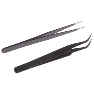 แหนบสเตนเลส ป้องกันไฟฟ้าสถิตย์ ESD-15 ปลายหัวแหลม โค้ง / Tweezer ESD-12 ปลายหัวแหลม ตรง
