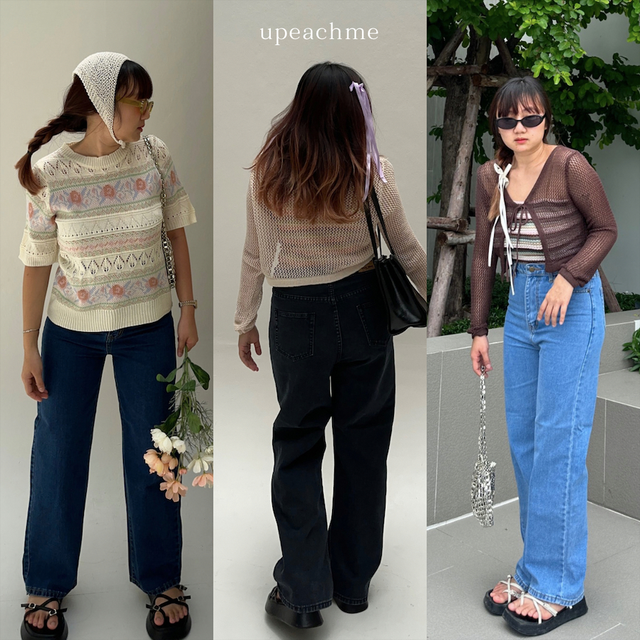 FUNKY JEAN TROUSERS I กางเกงยีนส์ขายาวเอวสูงกระบอกใหญ่เก็บเอวสะโพกขั้นสุด