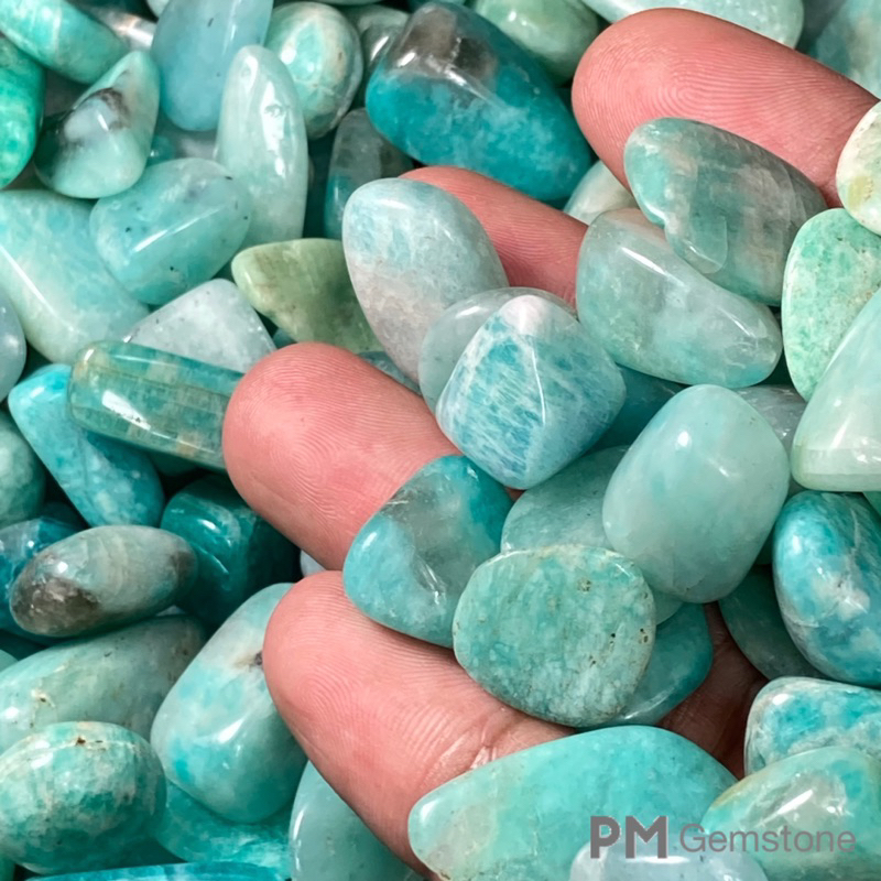 AZ03 อมาโซไนต์ ( Amazonite ) ขนาด 8-15mm หินธรรมชาติ หินนำโชค หินแร่ หินคริสตัล หินสะสม งานอาร์ต งานคราฟต์ งานประดิษฐ์