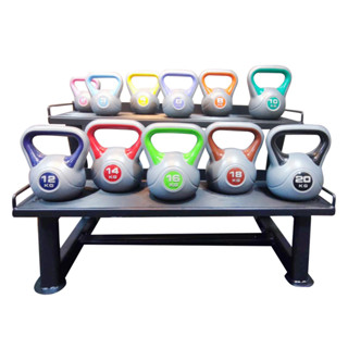 Plastic Cement Kettlebells Set + Rack