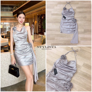 Code : M9 Stylista Dress ชุดเดรสสั้นแต่งสายคล้องคอกระโปรงจับจีบ สำหรับผู้หญิง ไซส์ Xs-L