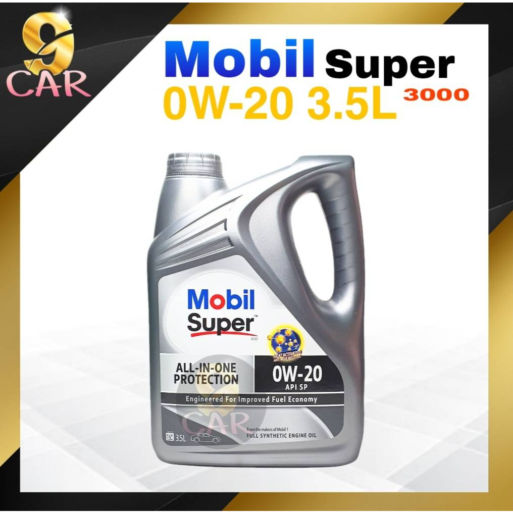 น้ำมันเครื่องเบนซิน Mobil Super 3000 0W-20 ปริมาณ  3.5L สังเคราะห์แท้100%