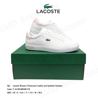 Lacoste รองเท้าผ้าใบหญิง รุ่น Lacoste Womens Powercourt Leather and Synthetic Sneakers Code: 7-41SFA00481Y9