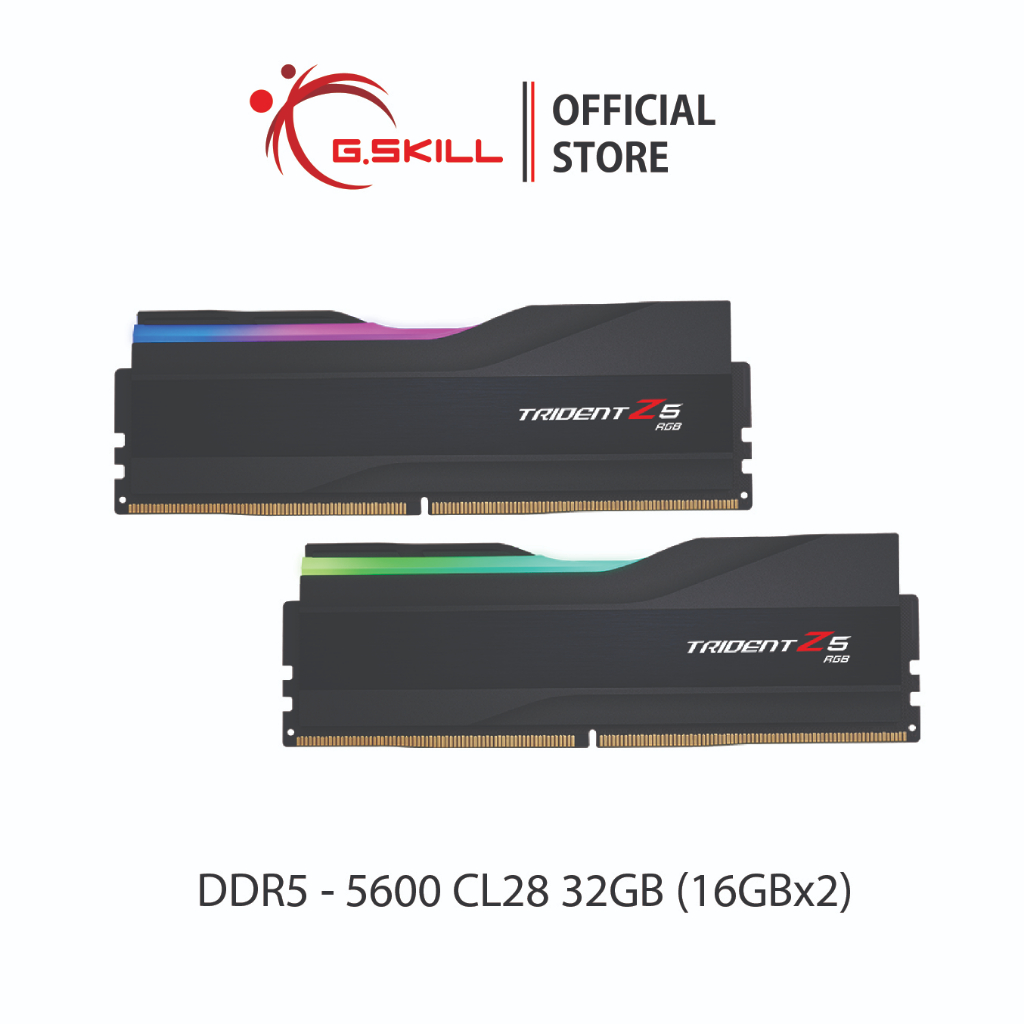 แรมพีซี G.SKILL - DDR5-RAM P/C 32/5600 Trident Z5 RGB Black (F5-5600J2834F16GX2-TZ5RK) 16GBx2 (28-34-34-89) for Intel