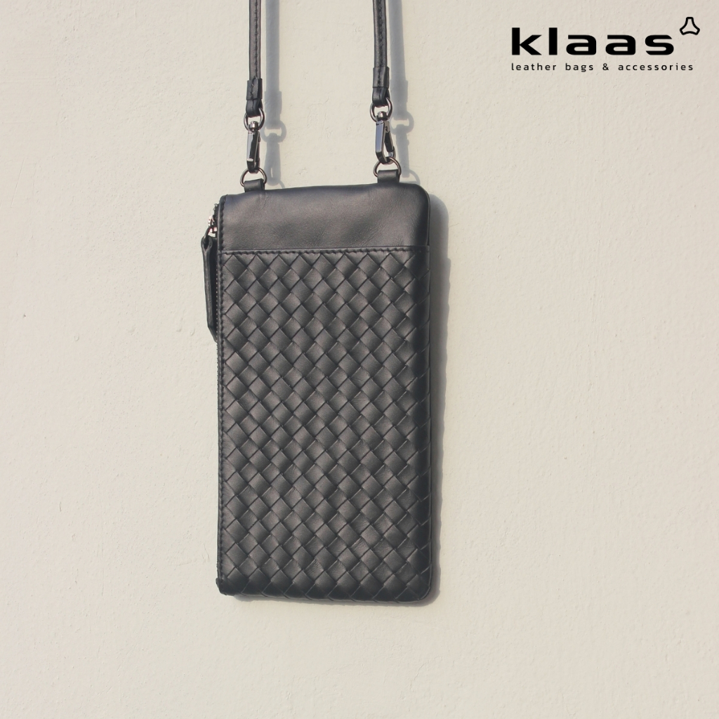 13-514 men’s phone bag intrecciato กระเป๋าโทรศัพท์ผู้ชาย หนังแท้ แบรนด์ klaas ของแท้