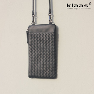 men’s phone bag intrecciato กระเป๋าโทรศัพท์ผู้ชาย หนังแท้ แบรนด์ klaas ของแท้