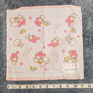 ผ้าเช็ดหน้า ลาย มายเมโลดี้ My Melody สีชมพูอ่อน ผ้าเช็ดหน้ามือสอง