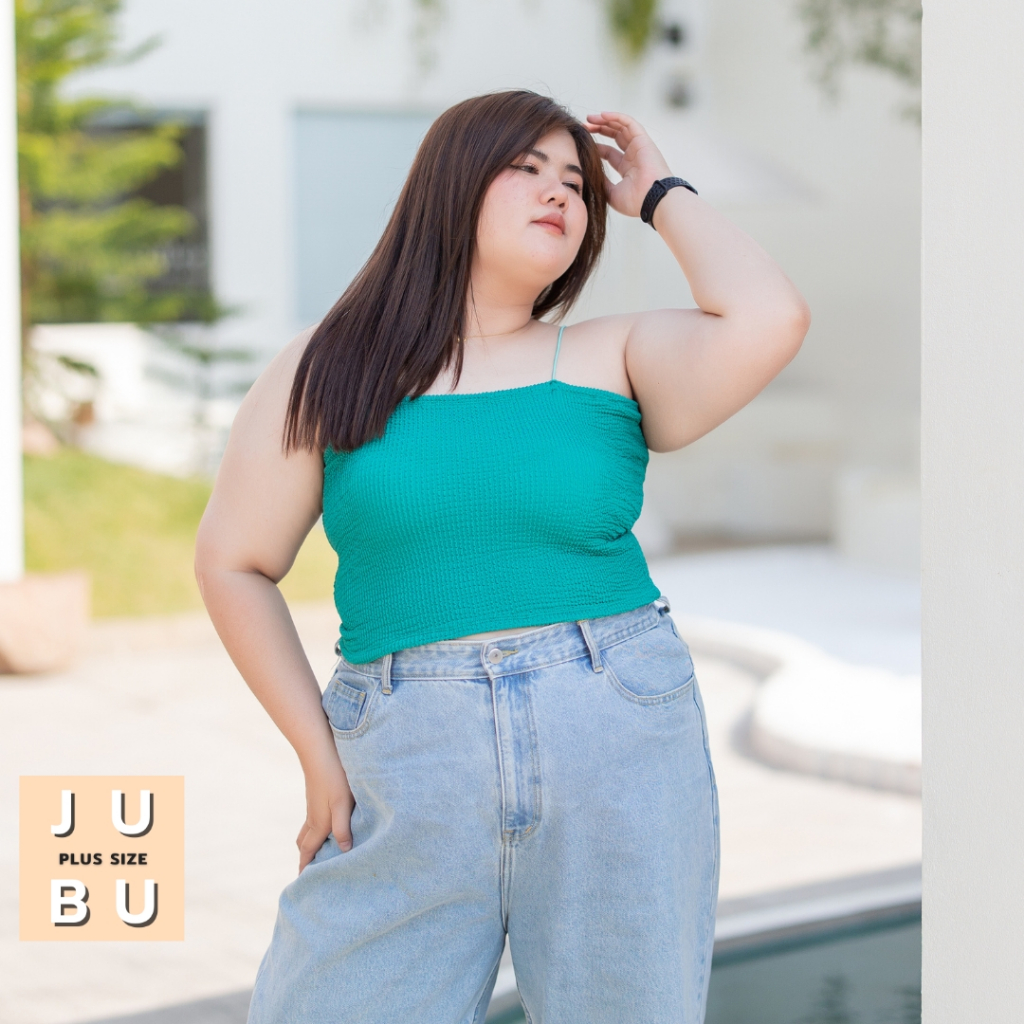 ส่งด่วน!🛵SALE! เสื้อครอปสายเดี่ยว(ไม่มีฟองน้ำ)สายสปาเก็ตตี้ ผ้าลอนมาม่า เสื้อสาวอวบ อก35-52นิ้ว# 509 - รูปที่ 6