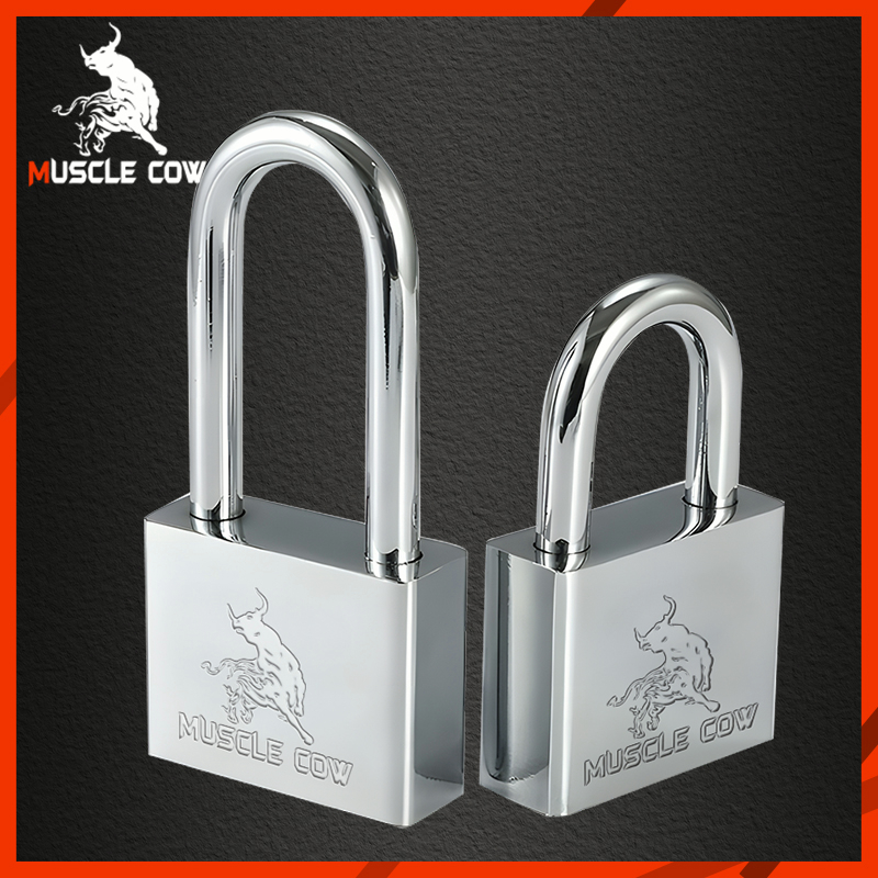Muscle Cow แม่กุญแจล็อค พร้อมลูกกุญแจ 3 ดอก สีเงิน แม่กุญแจลูกปืน 30mm 40mm 50mm ยาวและสั้น
