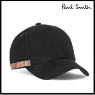 PAUL SMITH CAP หมวกเบสบอล สีดำ แต่งแถบสีด้านข้าง พอล สมิธ ของแท้