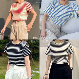 TENSE_co - Pheebs Knit Top เสื้อยืดผ้าร่องคอกลม พร้อมส่ง 14 สี