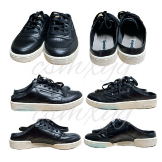 (แถมถุงเท้า 1 คู่) รองเท้าผ้าใบ Reebok club c 85 mule woman black สีดำ