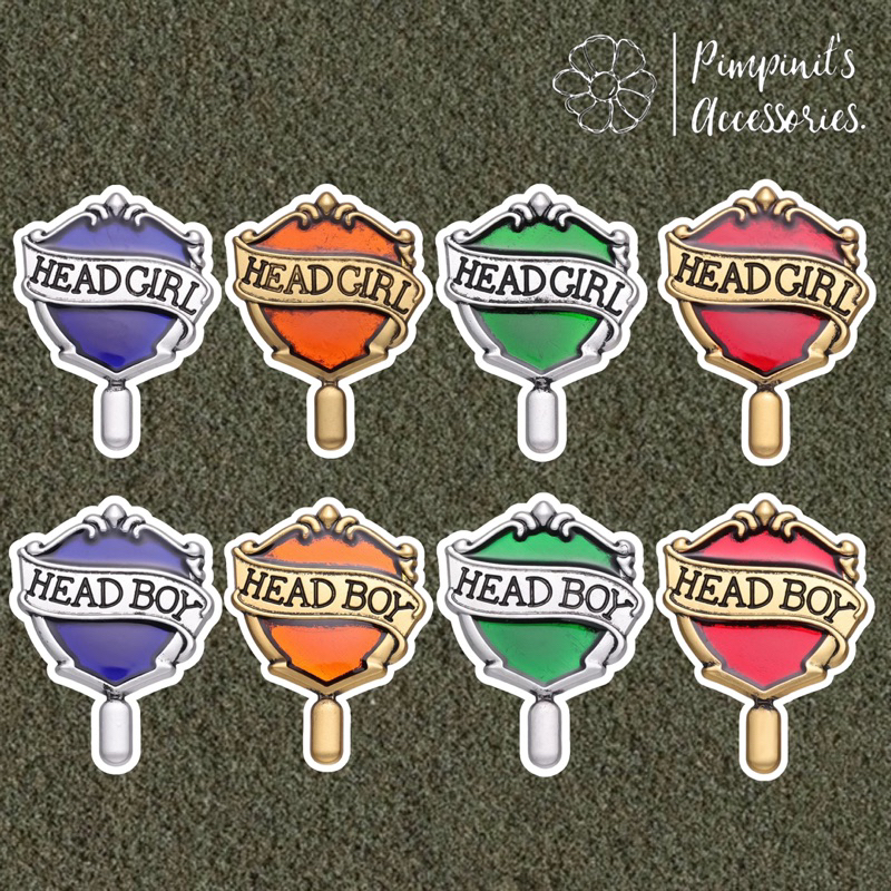 ร้านในไทยพร้อมส่ง : เข็มกลัดเซ็ทประธานนักเรียนหญิงและชาย | HEAD GIRL & HEAD BOY Enamel Brooch Pin Set.