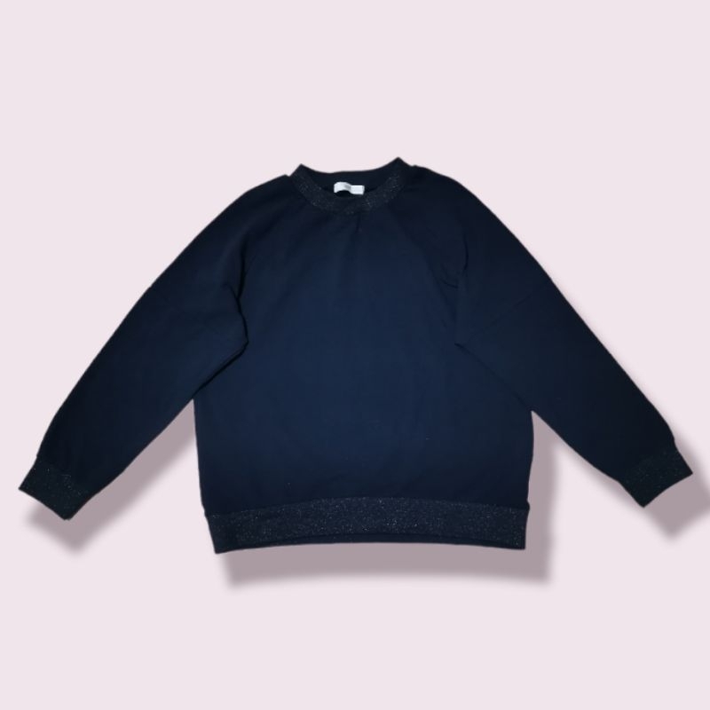 IEDIT เสื้อสเวตเตอร์ ไซส์ L คอกลม แต่งเลื่อมคอเสื้อ สีกรม มือสอง