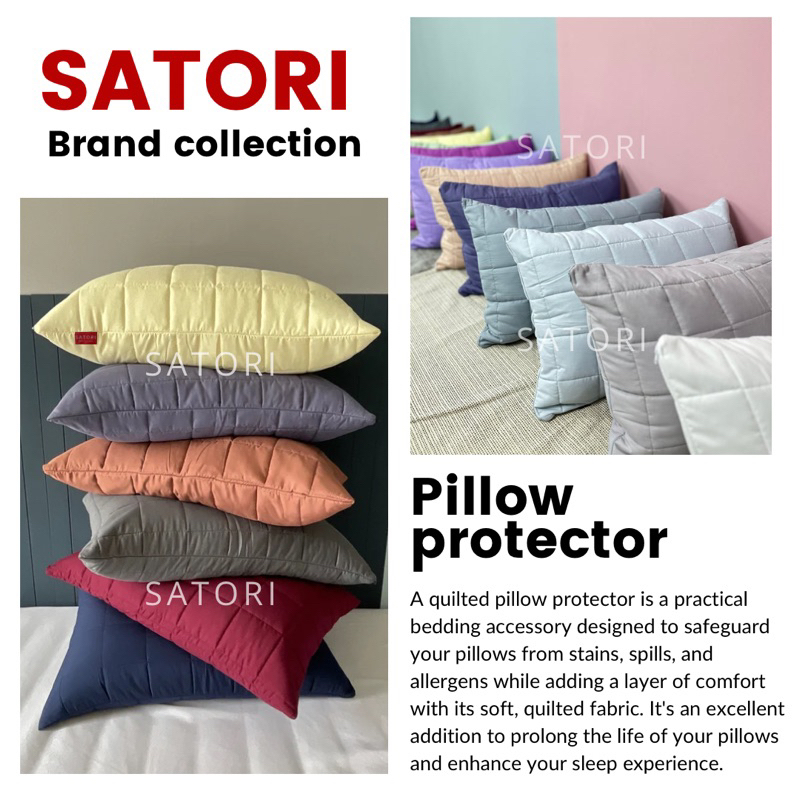 SATORI Home ปลอกกันเปื้อนหมอน บุใย ปลอกหมอน quilted pillow protector หมอน มีซิป กันน้ำลาย กันเปื้อน