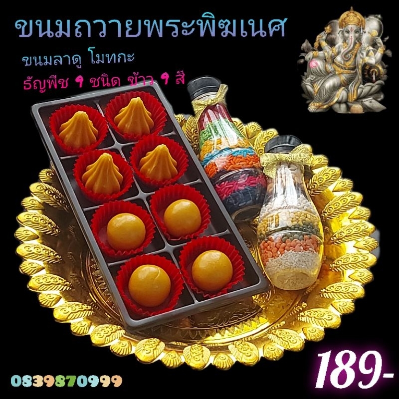ลาดู โมทกะ(ขนาด 20g.)ข้าวทิพ9สีและธัญพืช9ชนิด ขนมกราบขอพรเทพ ขนามที่พระพิฆเณศทรงโปรดมากที่สุด