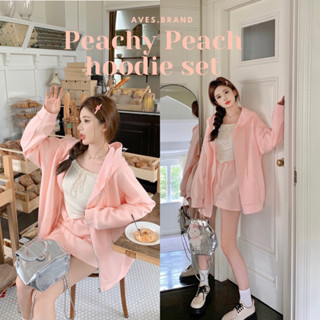 AVES.BRAND PEACHY PEACH HOODIE ชุดเซ็ทฮู้ด กระโปรง สีชมพูพีช