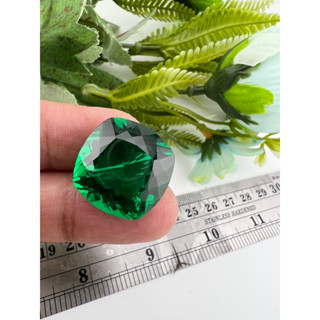 Lab Green Cushion 18x18mm weight 22 carats