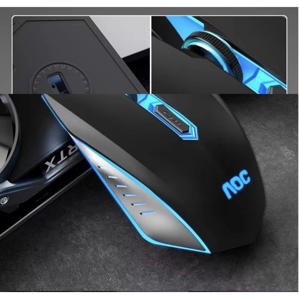 AOC GM130 เมาส์เกมมิ่งและทำงาน ความละเอียดสูง ปรับความเร็วได้ แบบมีสาย