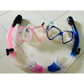 แว่นตาดำน้ำตื้น พร้อมท่อหายใจ Snorkeling Diving(สินค้ามือสอง)