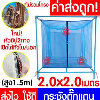 ค่าส่งถูก กระชังตั๊กแตน (ฟ้าล้วน) 2x2ม สูง1.5ม กระชังมุ้ง ฝาปิด เลี้ยงตั๊กแตน แมลง จิ้งหรีด ปาทังก้าโมจีน clearance